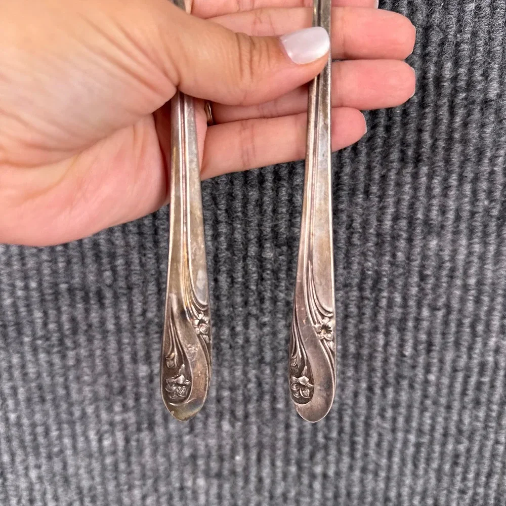 Holmes & Edwards DeepSilver Silver Fashion 1956 Salad Serving Set Fork Spoon